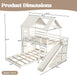 NaturalPineDurable TwinOverFull BunkBed WithSlide StorageChest Playhouse Framework