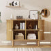 Sideboard Buffet Cabinet with Storage, 47” Mid Century Modern Accent Cabinet, Sliding Door Entryway Small Storage Cabinets for Kitchen, Living Room, Entryway, Oak