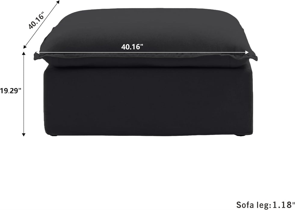 Ottoman Module for Living Room, Storage Ottoman, Cushion Covers Removable, Minimalist Comfy Breathable Footstool Paired with Sofa Couch for Living Room Apartment, Black