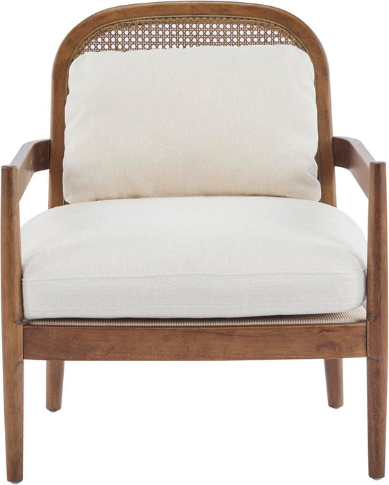 MidCenturyBeigeUpholstered Club Chair Set 2 Open Back