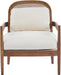 MidCenturyBeigeUpholstered Club Chair Set 2 Open Back