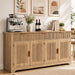 59" Fluted Buffet Cabinet with Storage Natural Oak