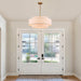Extraordinary Brushed Gold Drum Chandelier Linen Shade