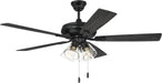 52" Eos 4 Light Ceiling Fan in Flat Black Finish with Reversible Flat Black/Greywood Blades
