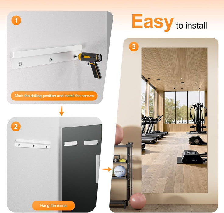 Home Gym Workout Mirror 79" L X 35" W-1Pcs Large Full Length Mounted Full Body Frameless Mirror for Workout, Yoga, Garage, Bedroom, Dance