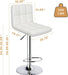 Bar Stools Set of 2,Armless Adjustable Swivel Barstools with Back,6-Squares Double Needle PU Leather Counter Height Bar Stools for Kitchen Island,White