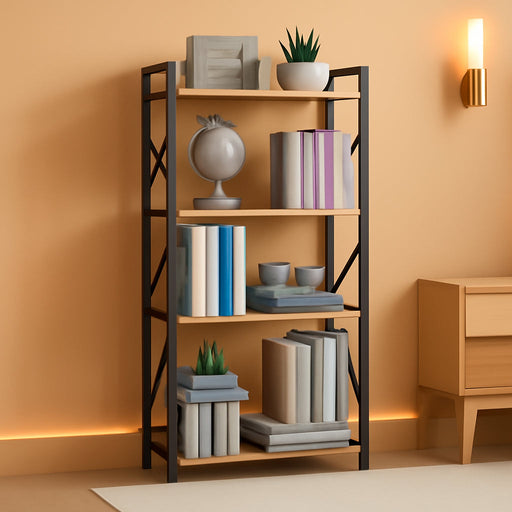 Bookshelf, 5-Tier Industrial Bookcase, Book Shelf Storage Organizer, Tall Bookshelf with Metal Frame for Living Room, Bedroom, Home Office, Kitchen, Rustic Brown and Black BF73SJ01