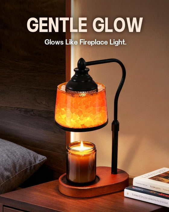 3-In-1 Candle Warmer Lamp with Timer Dimmable, Himalayan Salt Lamp & Passive Diffuser, Gifts for Women, House Warming Gifts New Home Decor, Wax Melt Warmer for Jar Candles (2 Bulbs)
