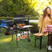 BBQ Charcoal Grill, Outdoor Patio Barbecue Cooker with Offset Smoker, Wheels and Tray for Balcony Picnics, Party and Camping
