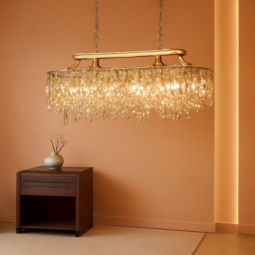 12-Light Gold Crystal Chandeliers for Dining Room Light Fixture 36"