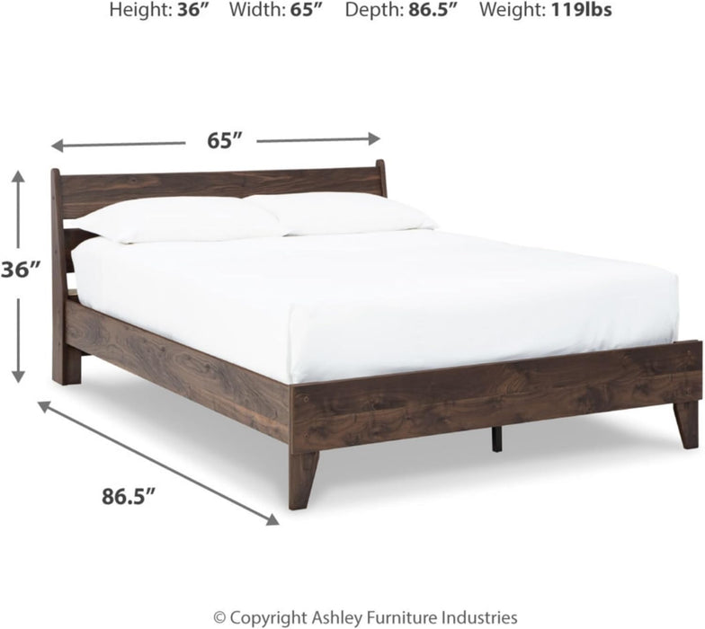 Calverson Casual Queen Panel Platform Bed, Foundation or Box Spring Not Needed, Dark Brown