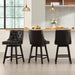 Swivel Bar Stools Counter Height, 26" Faux Leather Upholstered Swivel Counter Stools with Back Set of 3, Modern Kitchen Island Stools with Solid Wood Legs, Black