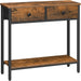 29.5" Narrow Console Table with 2 Fabric Drawers, Small Entryway Table with 2-Tier Storage Shelves, Sofa Table, behind Couch Table, for Living Room, Hallway, Rustic Brown and Black BF71XG01