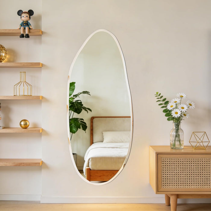 Irregular Wall Mirror,47X20 Asymmetrical Frameless Bathroom Mirror