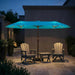 15FT Patio Umbrella with Solar Lights, Double-Sided Extra Large Outdoor Table Umbrella with Base Included, Heavy-Duty 12 Iron Ribs Market Umbrella for Garden, Pool, Backyard, Sky Blue