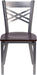 2 Pk. HERCULES Series Clear Coated ''X'' Back Metal Restaurant Chair - Walnut Wood Seat