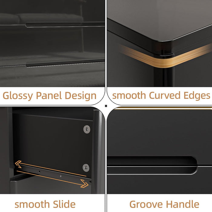 High Gloss Dresser for Bedroom, 60.2" Wide 9 Drawer Dresser, Black