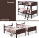 Wood Twin over Twin Bunk Beds Convertible 2 Individual Twin Beds for Kids Children, Solid Rubberwood Bunk Bed with Ladder and Safety Rail (Espresso)