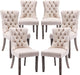 Velvet Dining Chairs Set of 6, Tufted Dining Room Chairs with Button Back, Nailhead Trim, Upholstered Dining Chairs for Kitchen, Bedroom, Restaurant (Beige)