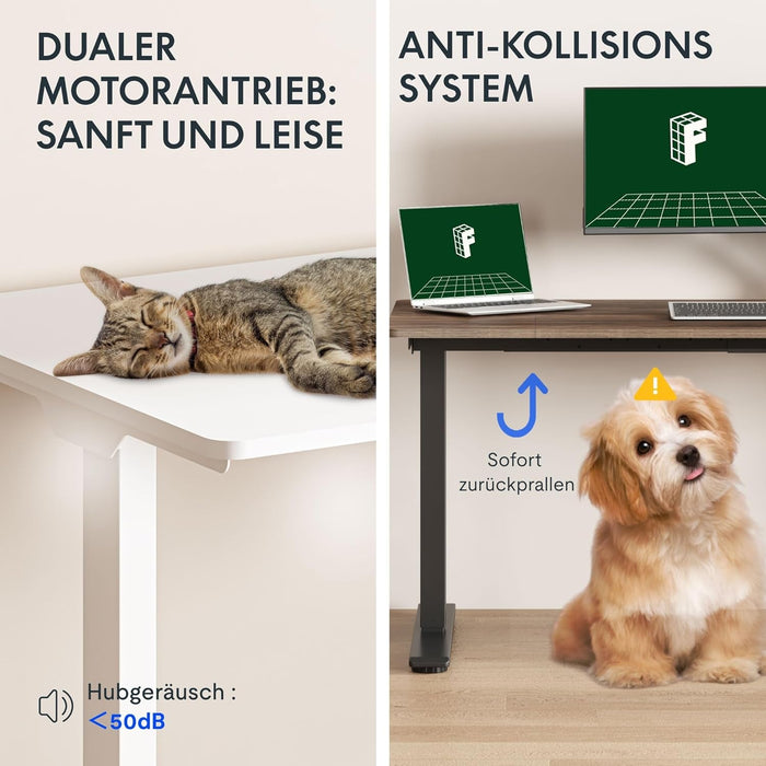 71 X 32 Inch Dual Motor Standing Desk, Computer Desk with Memory Controller, Home Office Desk with Splice Board (White Frame + 71" White Desktop, 2 Packages) - ShipItFurniture