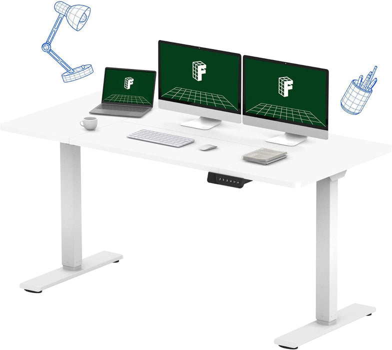 71 X 32 Inch Dual Motor Standing Desk, Computer Desk with Memory Controller, Home Office Desk with Splice Board (White Frame + 71" White Desktop, 2 Packages) - ShipItFurniture