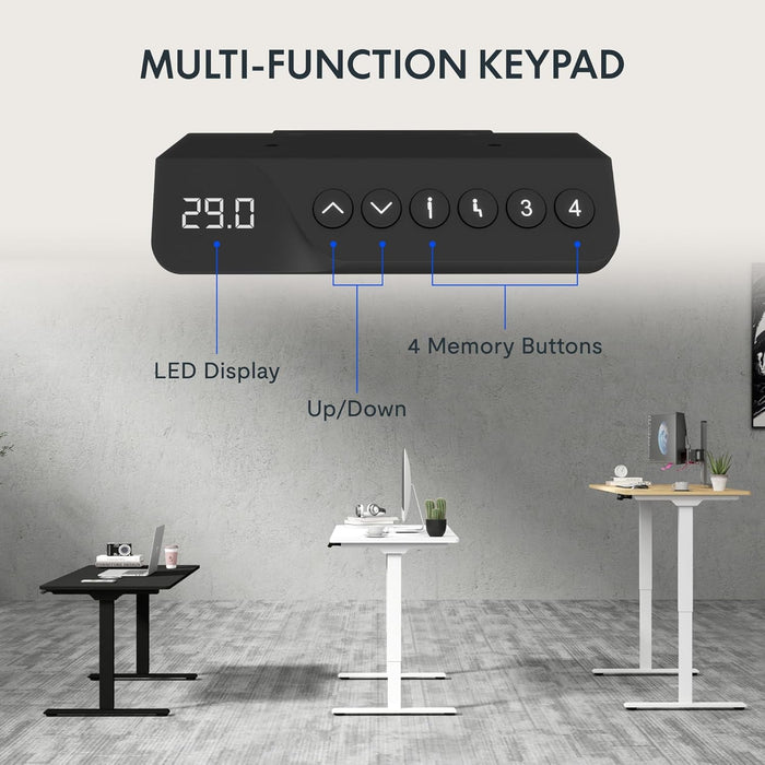 71 X 32 Inch Dual Motor Standing Desk, Computer Desk with Memory Controller, Home Office Desk with Splice Board (White Frame + 71" White Desktop, 2 Packages) - ShipItFurniture