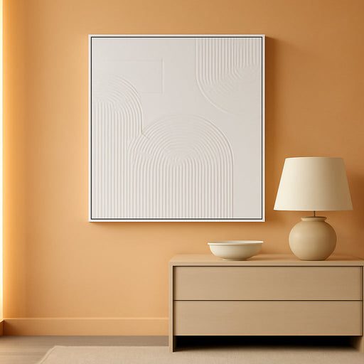 White Textured Wall Art - Hand Painted Abstract Oil Painting on Canvas 24X36 Inch,Modern Minimalist Art Painting for Wall Décor