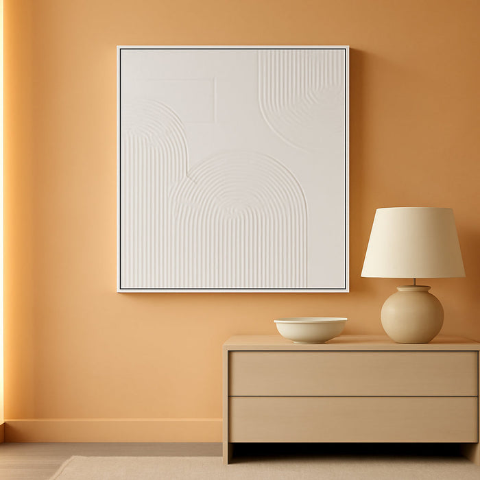 White Textured Wall Art - Hand Painted Abstract Oil Painting on Canvas 24X36 Inch,Modern Minimalist Art Painting for Wall Décor