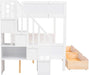 Twin over Full Bunk Bed with Storage Shelves, Stairs, Solid Wood Staiway Bunk Bed Frame with 2 Drawers, for Kids Teens Adults (White)