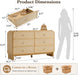 6 Drawer Rattan Dresser for Bedroom 55" Wide Chest of Drawers