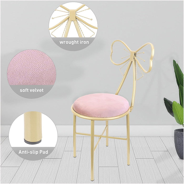 Bow Vanity Chair Set of 2 in Pink