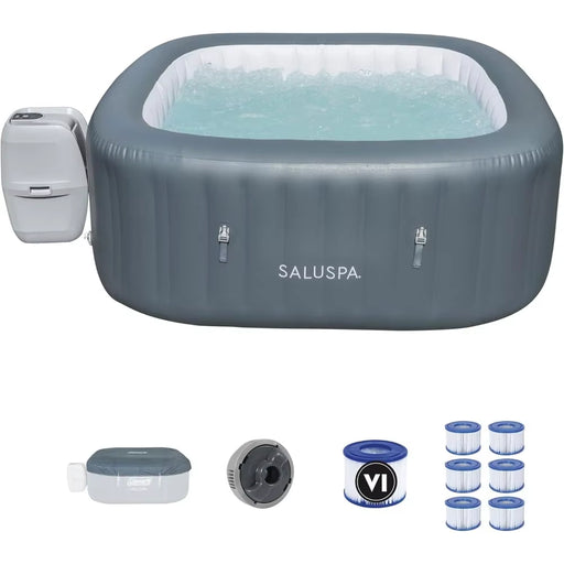 Saluspa Hawaii Airjet Inflatable Hot Tub Spa with 140 Bubble Jets, 12-Pack Type VI Filter Cartridges, and Energysense Cover