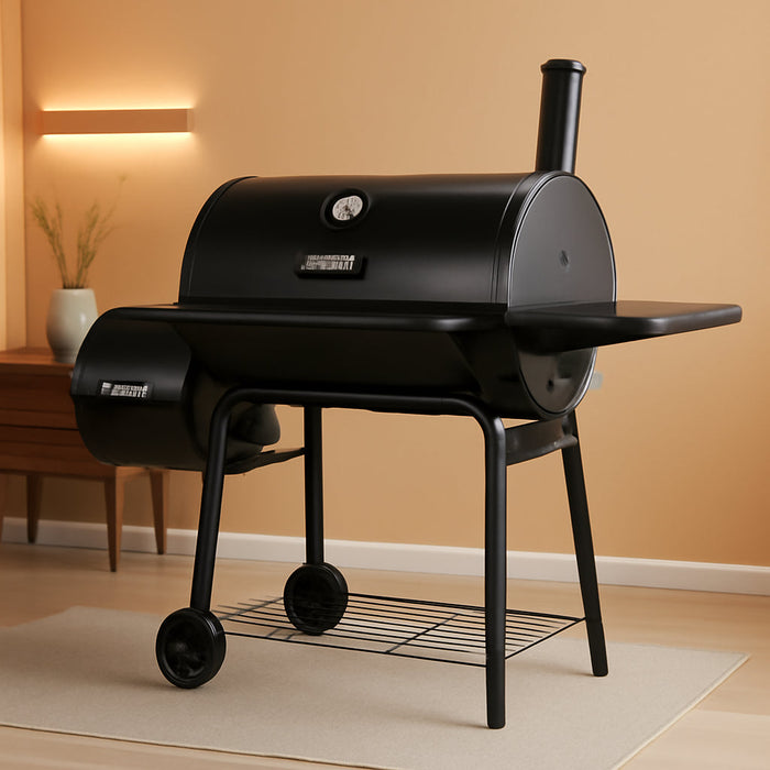 CC1830SC Charcoal Grill Offset Smoker with Cover, 811 Square Inches, Black, Outdoor Camping