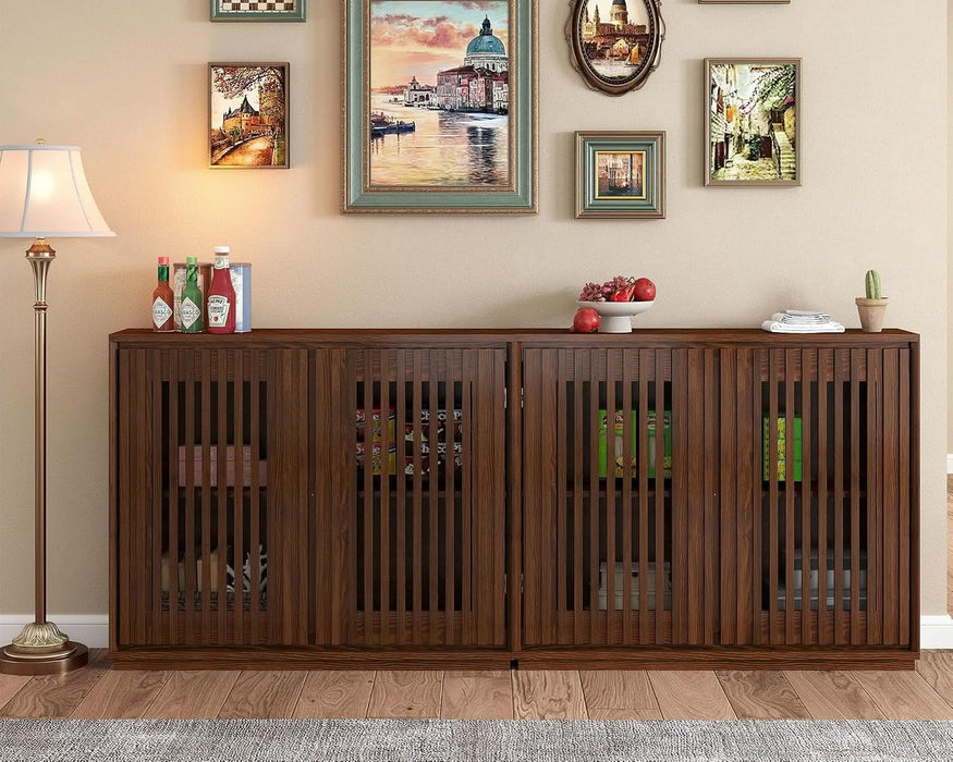 39" Walnut Narrow Sideboard Buffet Storage Cabinet for Entryway