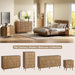 Fluted 6 Drawer Dresser for Bedroom, 55" Wide Wooden Chest of Drawers with Rounded Corners, Gold Handles, Modern Storage Organizer for Bedroom, Hallway(Walnut)