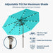9FT Solar Umbrella 32 LED Lighted Patio Umbrella Table Market Umbrella W/Tilt and Crank, Uv-Resistant Outdoor Umbrella for Pool, Garden, Deck, Aqua Blue