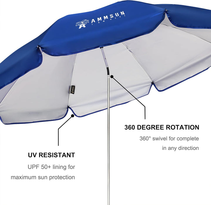 XL Chair Umbrella with Universal Clamp 52 Inches and 360-Degree Swivel UPF 50+, Portable Clamp on Camping or Beach Chair, Stroller, Wheelchair, Golf Cart, Blue, Large-Sized