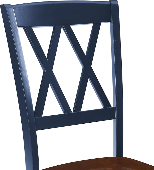 Shelby Traditional Wood X-Back Dining Room Chairs Set of 2, Kitchen Chair, Navy