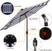 9 Ft Solar Umbrella 32 LED Lighted Patio Umbrella Table Market Umbrella with Tilt and Crank Outdoor Umbrella for Garden, Deck, Backyard, Pool and Beach (Black and White)