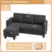 Dark Gray Linen Sectional Sofa for Small Spaces