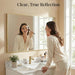 55"X30" Gold Landscape Bathroom Mirror for Double Vanity, Shatterproof Tempered Glass, Narrow Metal Frame, Ultra-Flush Wall-Mounted