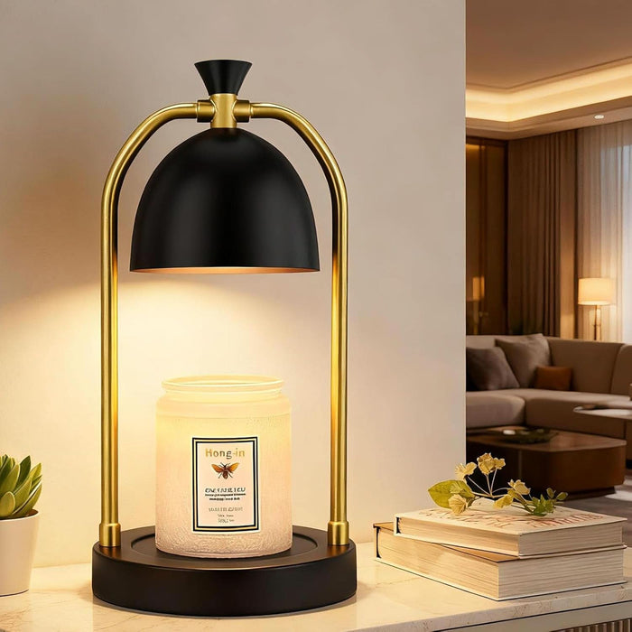 Candle Warmer Lamp - with Timer & Dimmable, Cozy Birthday Gift for Women Mom, Modern Home Decor House Warming Gifts Wax Melt Warmer for Jar Candles with 2 Bulbs (Black)