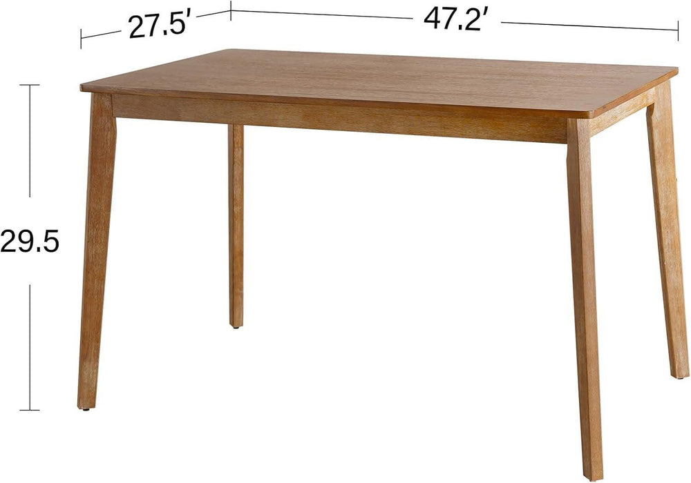 Farmhouse Dining Table Small, Mid Century Modern 47" Dining Table for 4-6 Person, Wooden Legs, Leisure Coffee Table for Kitchen Dining Room