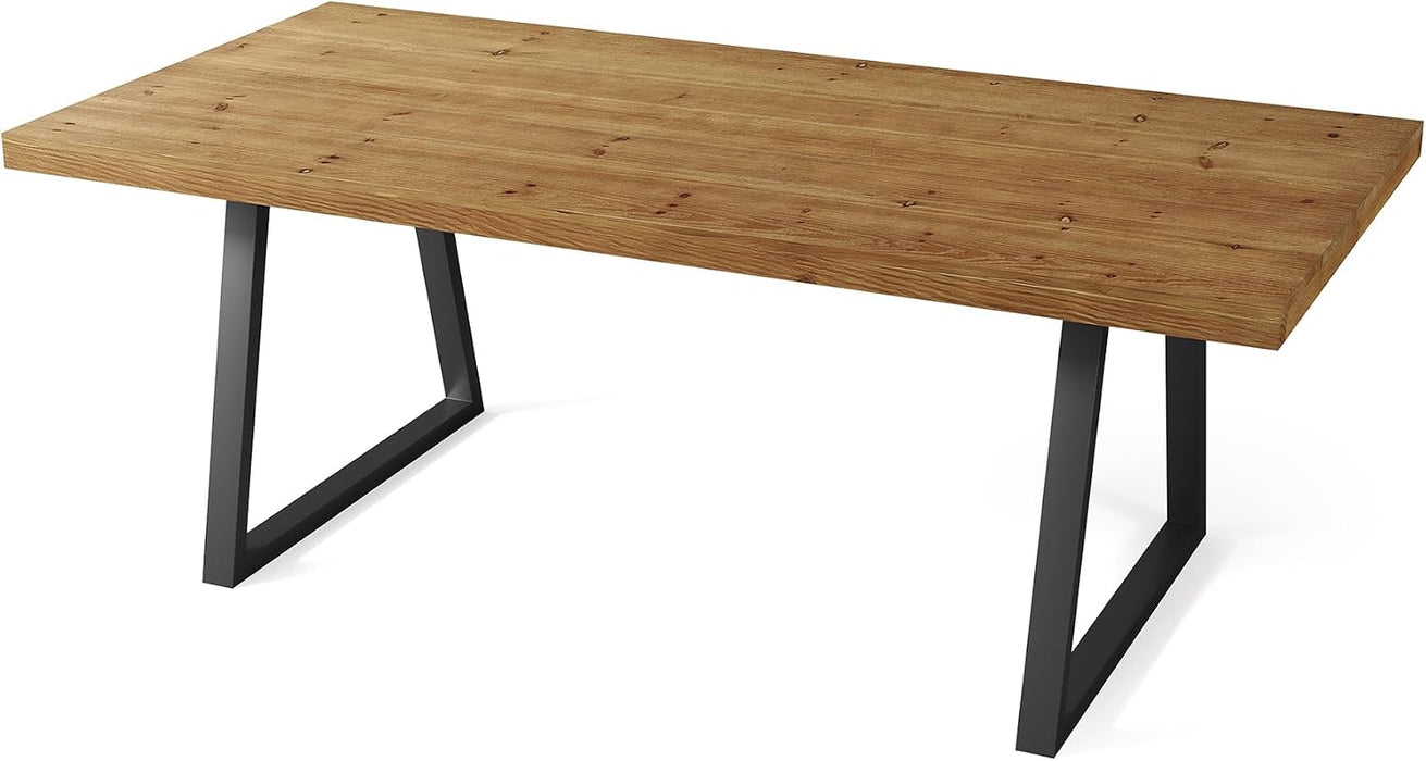 63" Industrial Executive Desk, Solid Wood Computer Laptop Desk with Strong Metal Legs, Study Writing Table Business Workstation for Home Office, Small Conference Table