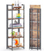 No Assembly Small 5 Tier Folding Bookshelf Compact Storage Shelves Vintage Bookcase Standing Racks for Bedroom Living Room Home Office