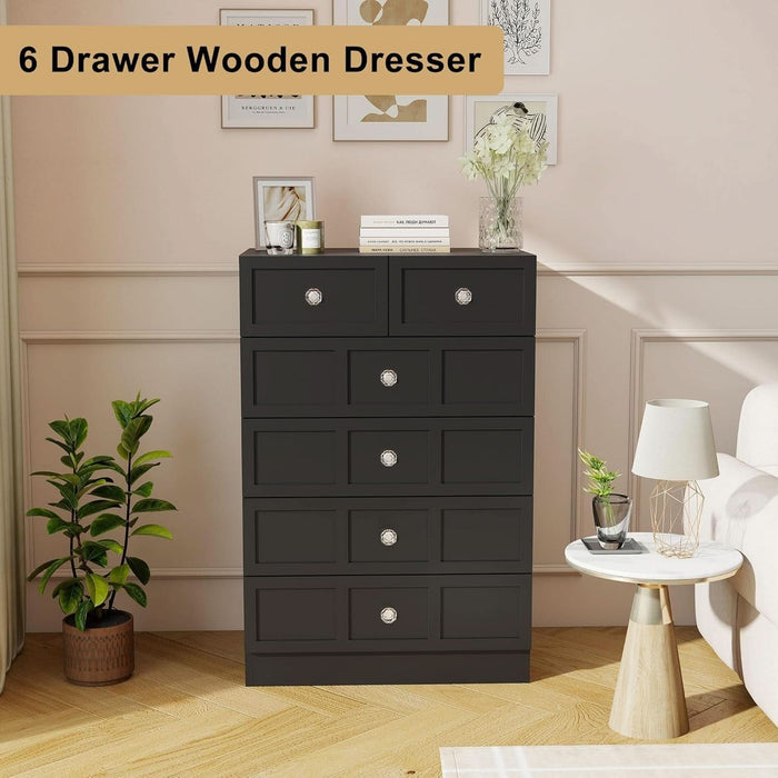black fluted dresser BAZELOR 6 Drawer for Bedroom, 50 Wide Dresser & Chest of Drawers with Curved Profile Design, Wood Mid Century Dressers for Bedroom, Living Room : Home & Kitchen The Better Homes Black Velvet Fluted Wood Dresser