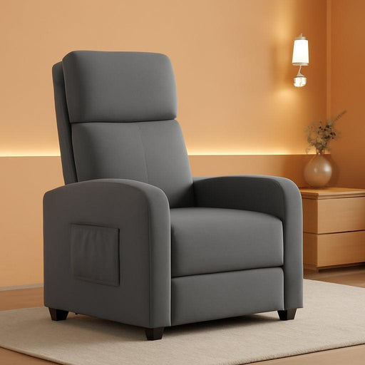 Recliner Chair for Adults, Lazy Recliner Ergonomic Adjustable Single Sofa Enhanced with Side Pocket, Tall Back, Wide Arms & Padded Seat, Home Theater Seating for Living Room