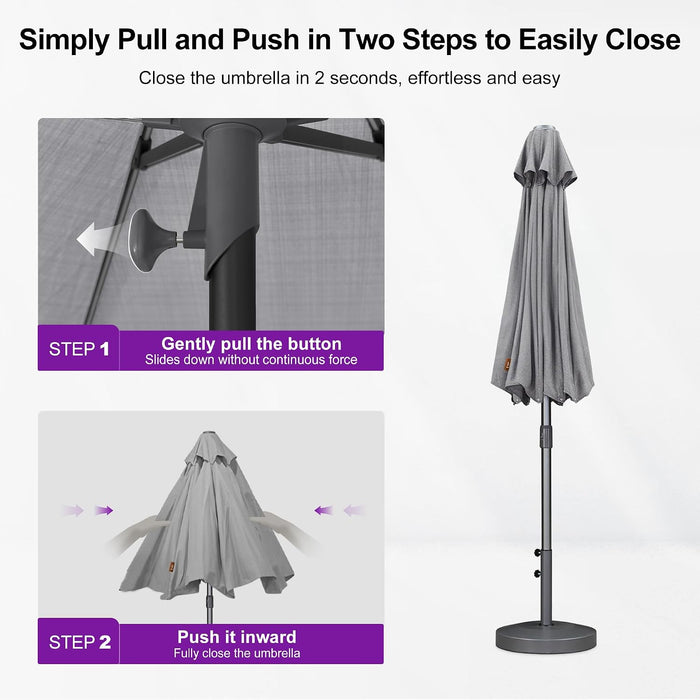 Market Table Umbrella 11.5 FT Business Semi Auto Lift, Gray