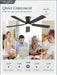 FiftyTwoInch MatteBlack Ultramodern Ceiling Fan LED Remote