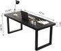 47 Inch Black Solid Wood Computer Desk | Sturdy Metal Base | Modern Home Office Desk | Durable Study Writing Table for Workspace, Multiple
